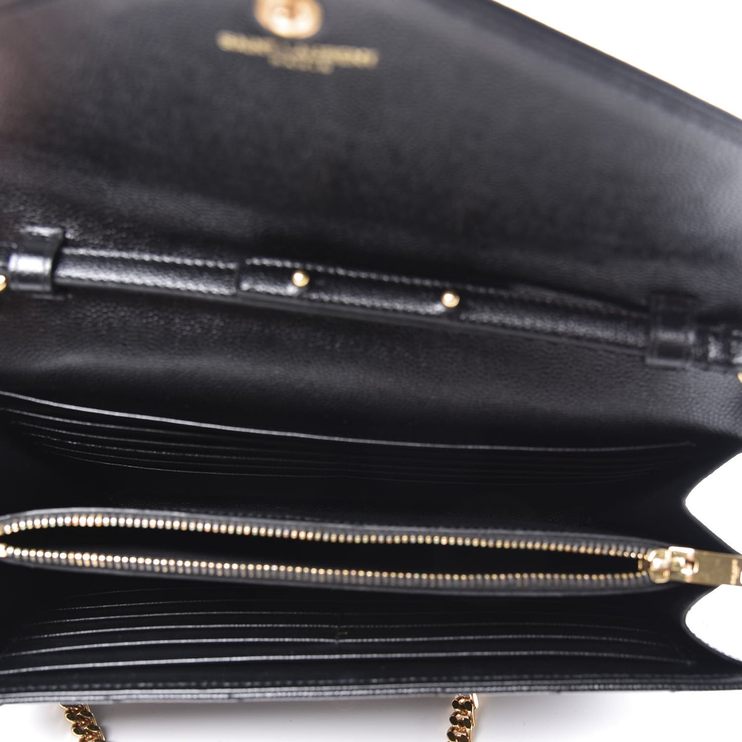 Grain De Poudre Matelasse Chevron Monogram Chain Wallet Black