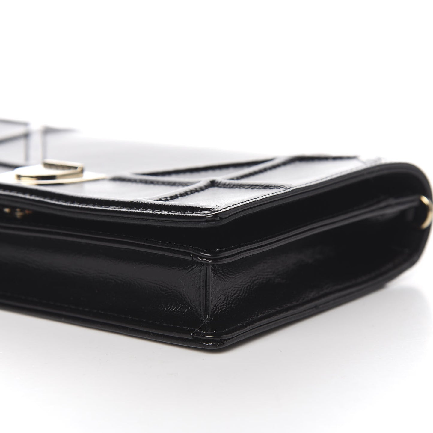 Patent Diorama Wallet on Chain Pouch Black