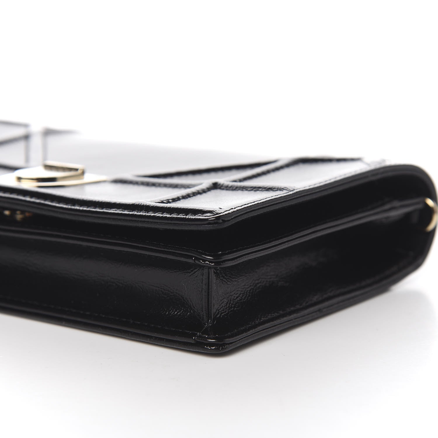 Christian Dior Patent Diorama Wallet on Chain Pouch Black 8 of 11