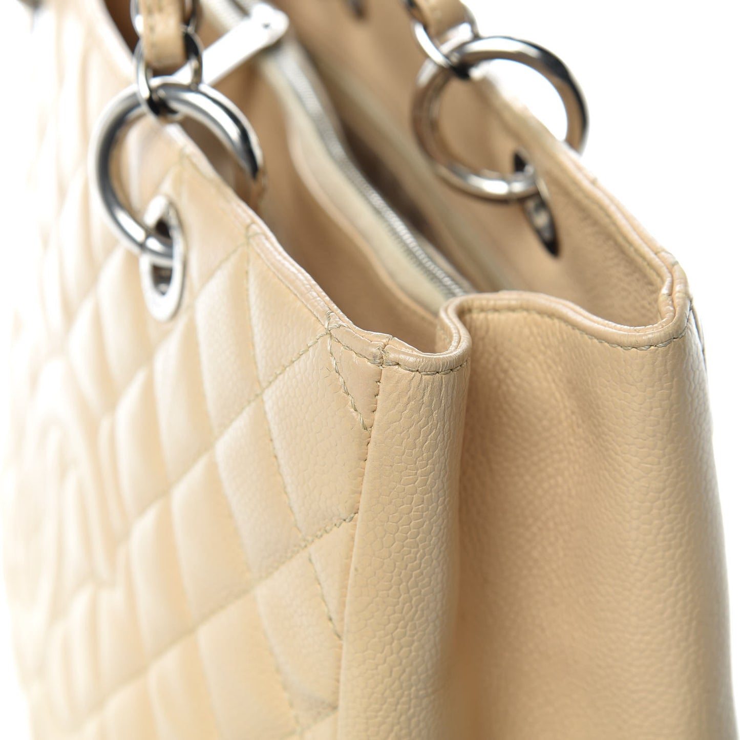 Caviar Quilted Grand Shopping Tote GST Beige Clair