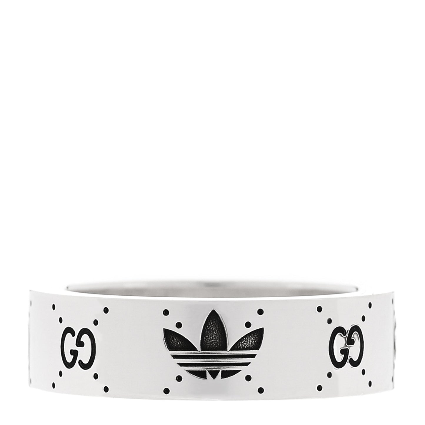 X ADIDAS Sterling Silver Trefoil GG Monogram Band Ring 55 7.25