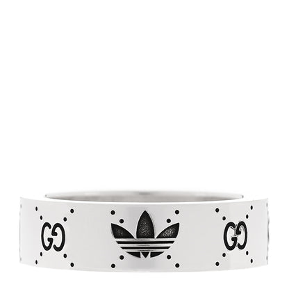 Gucci X ADIDAS Sterling Silver Trefoil GG Monogram Band Ring 55 7.25 3 of 5