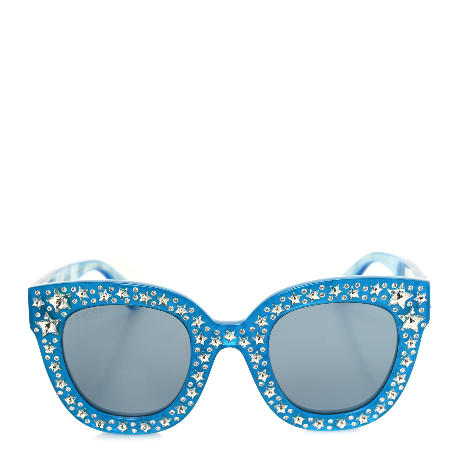 Gucci Acetate Crystal Oversize Star Sunglasses GG0116S Blue 2 of 7