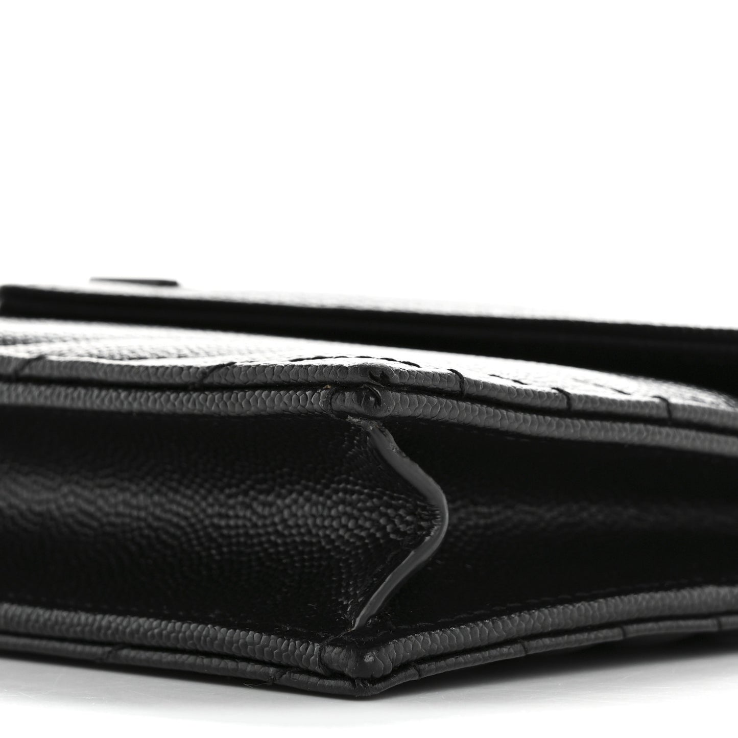Grain De Poudre Matelasse Chevron Monogram Monochrome Envelope Chain Wallet Black