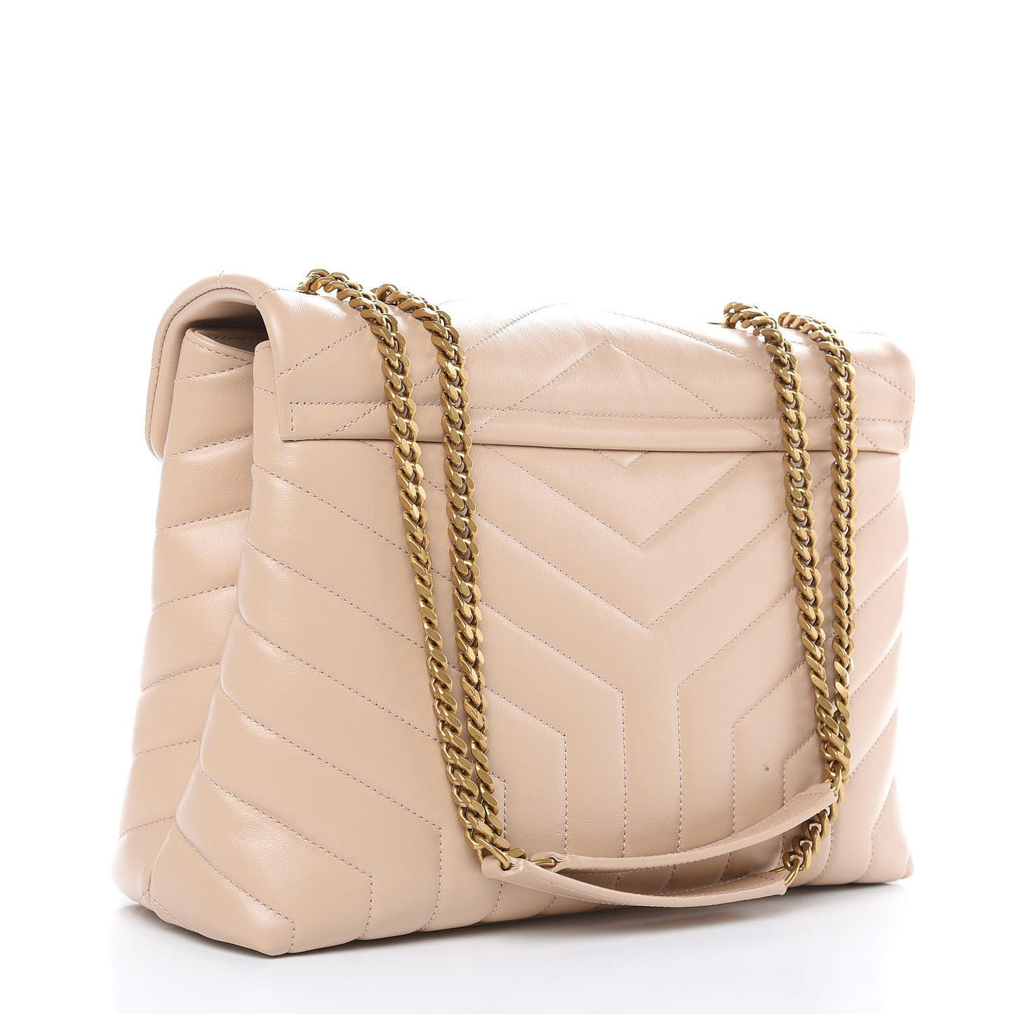 Calfskin Y Quilted Monogram Medium Loulou Chain Satchel Nude Powder
