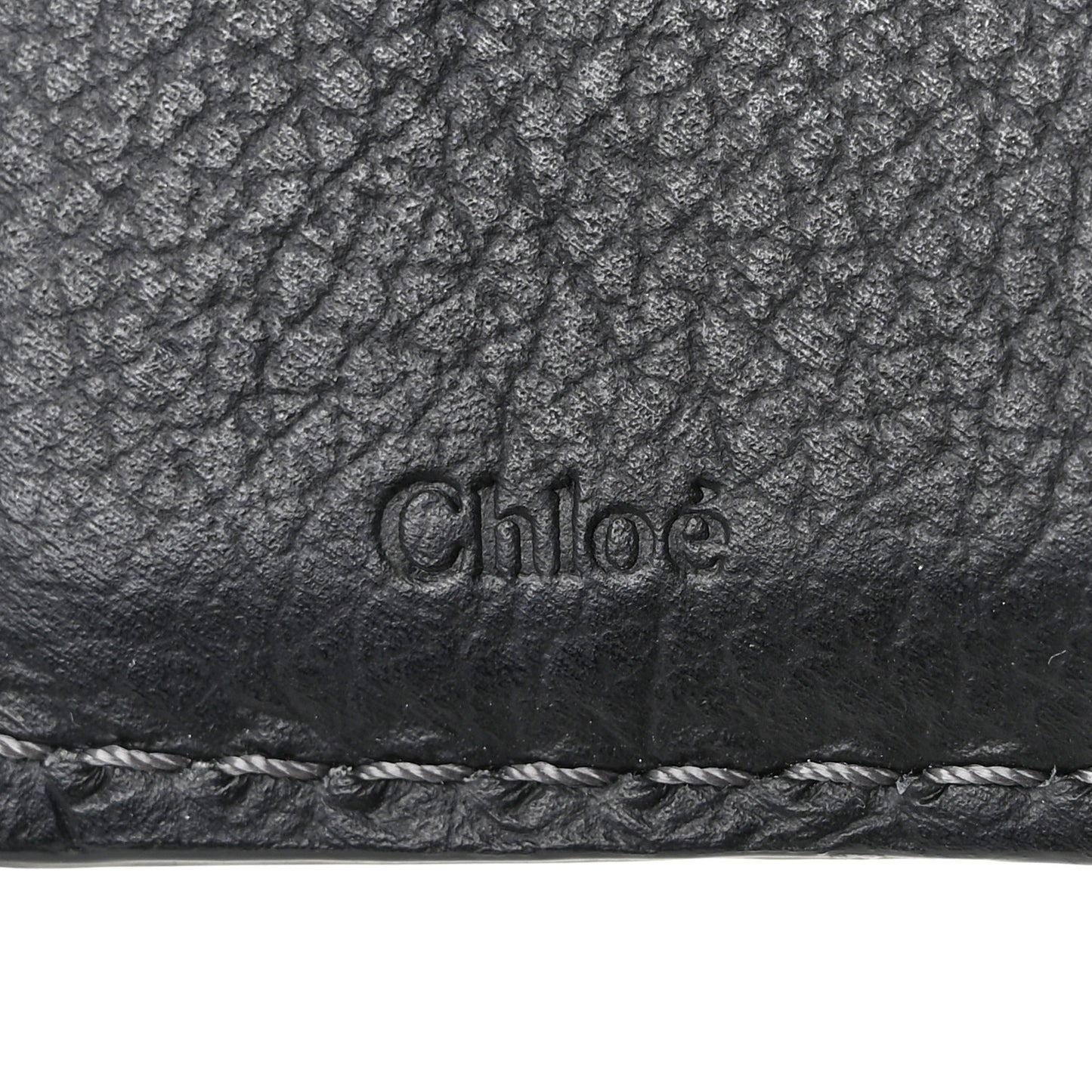 Grained Calfskin Marcie Square Wallet Black