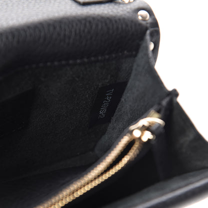 Valentino Garavani Pebbled Calfskin Rockstud Wallet on Chain Black 9 of 10