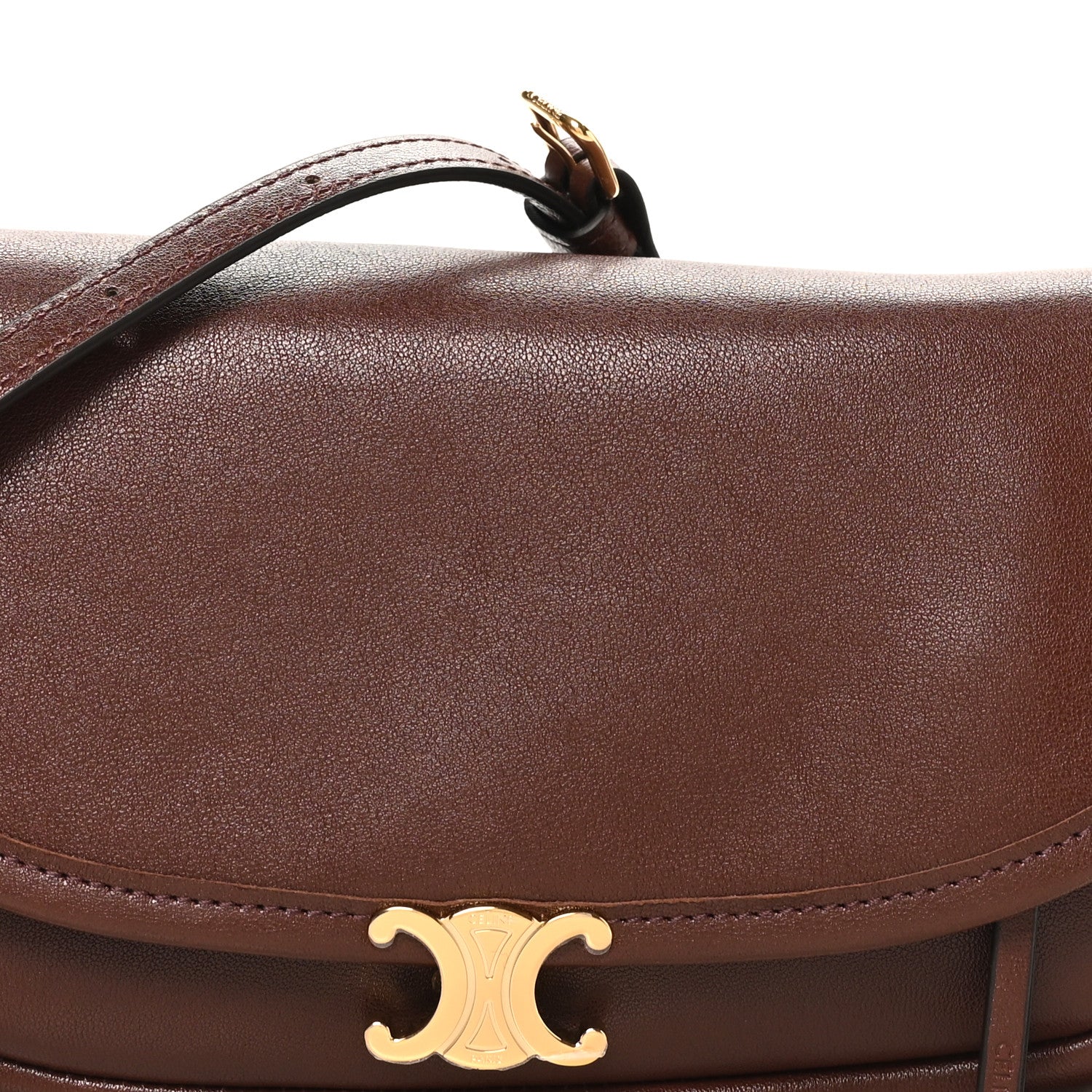 Celine Shiny Lambskin Soft Triomphe Little Half Moon Bag Brick