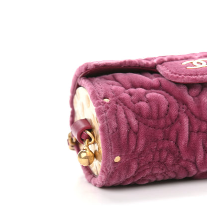 Chanel Velvet Camellia Embossed Jewel Belt Card Holder With Chain Pink 8 of 9
