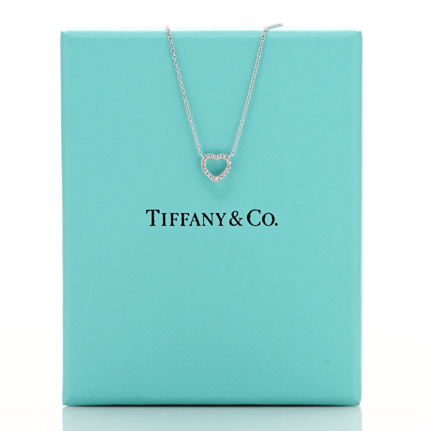 Tiffany 18K White Gold Diamond Metro Heart Pendant Necklace 4 of 4