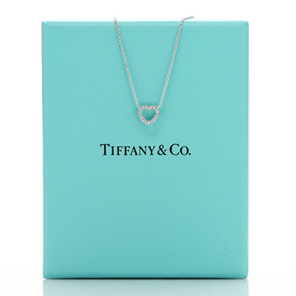 Tiffany 18K White Gold Diamond Metro Heart Pendant Necklace 4 of 4