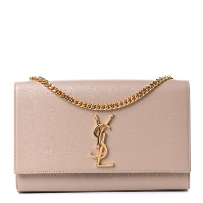 Saint Laurent Grain De Poudre Medium Monogram Kate Satchel Dark Beige 1 of 4