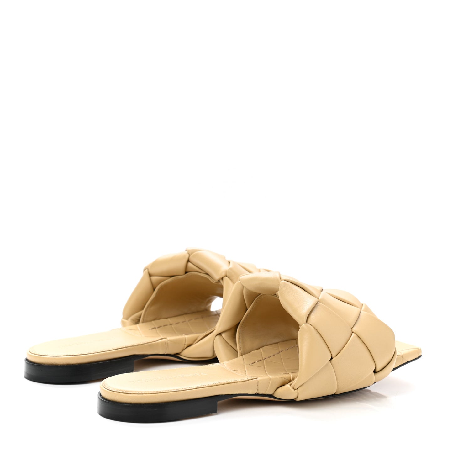 Nappa Maxi Intrecciato Lido Flat Sandals 38 Cane Sugar