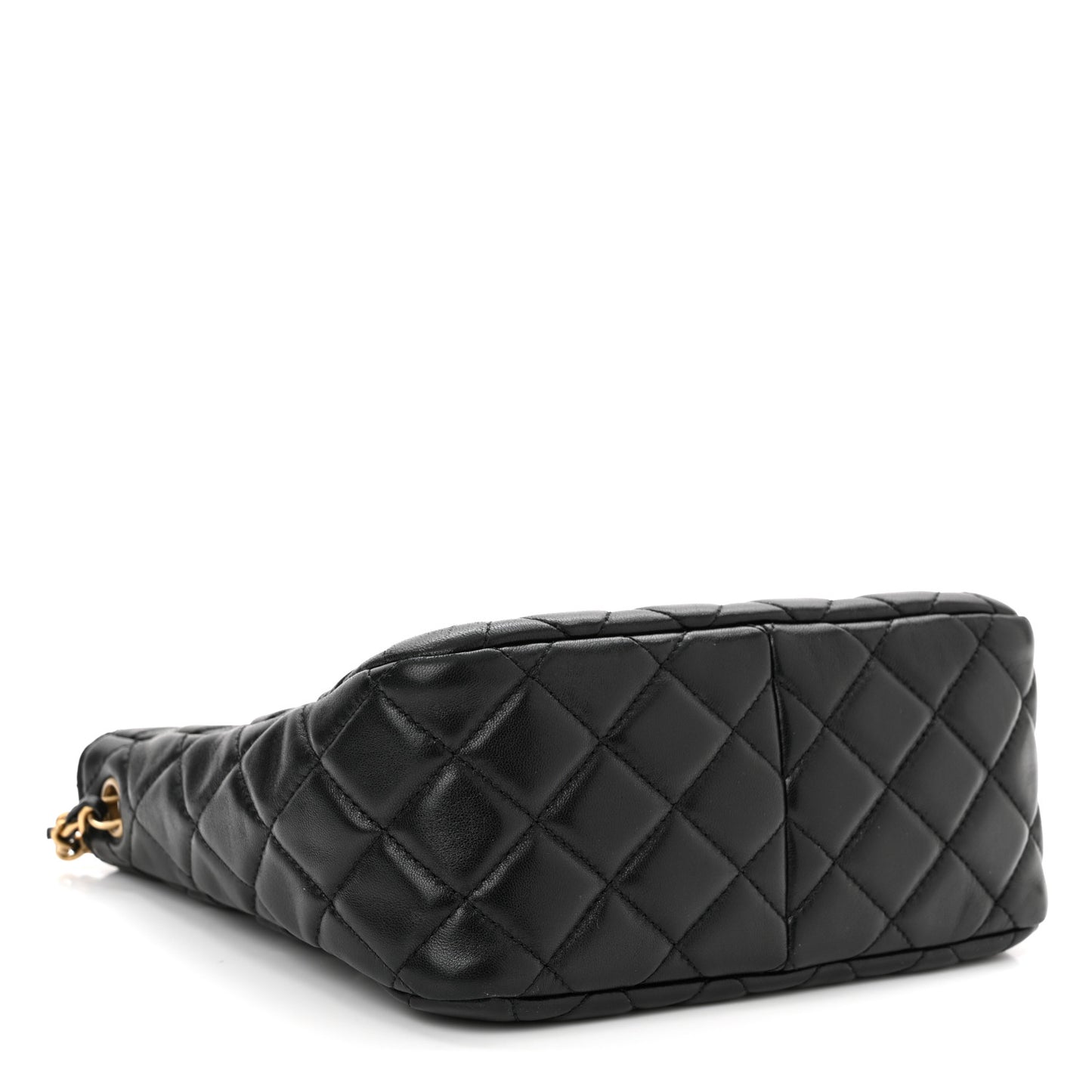 Lambskin Quilted Small Pearl Crush Hobo Black