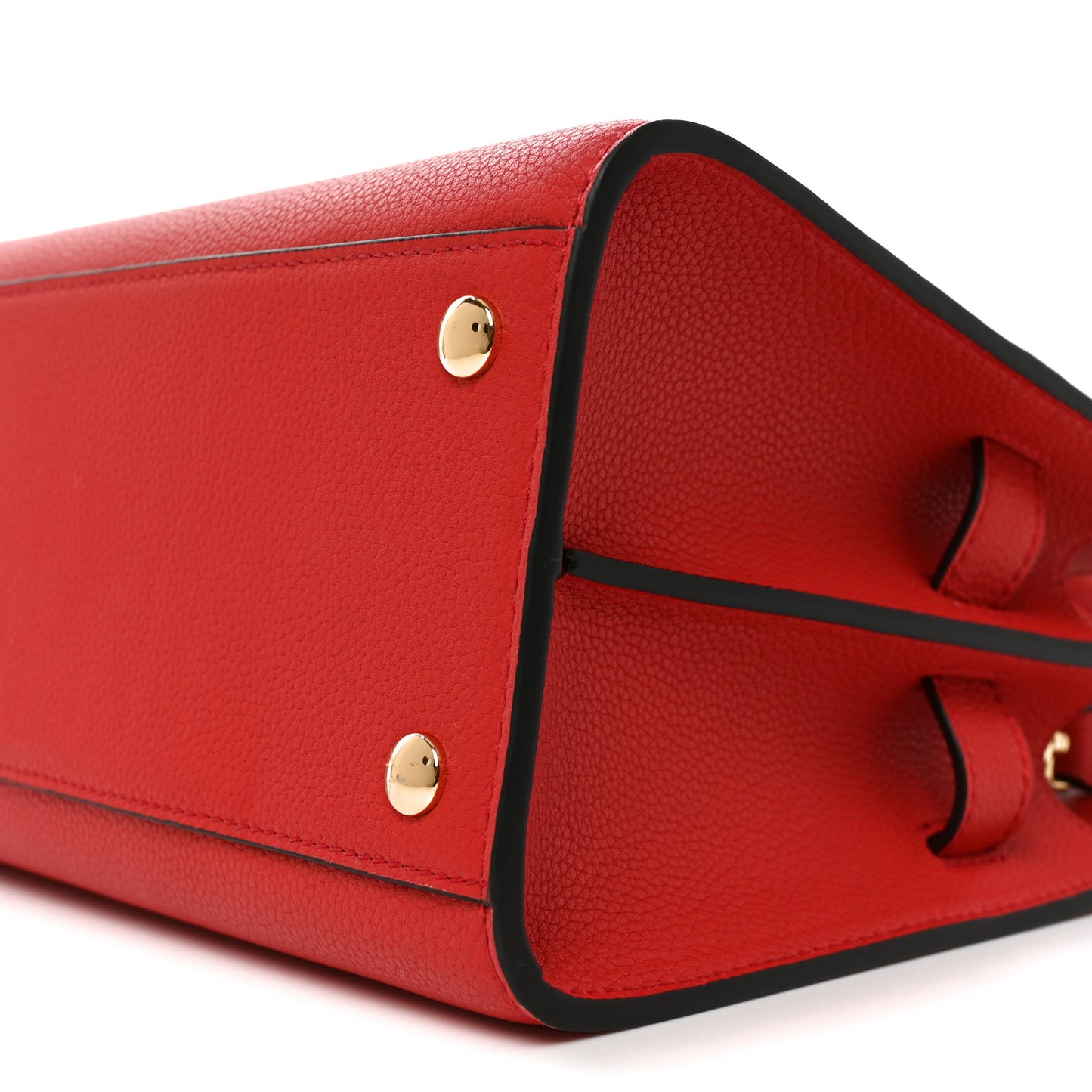 Grainy Calfskin Two Handle Title Bag Red