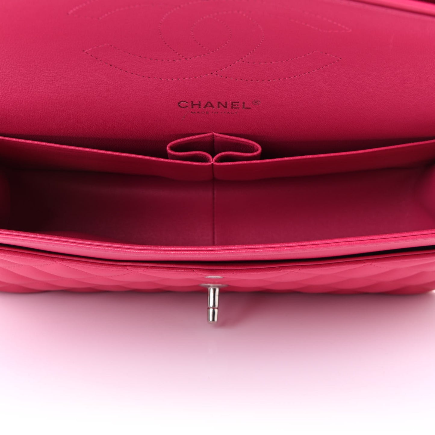 Lambskin Quilted Jumbo Double Flap Fuchsia