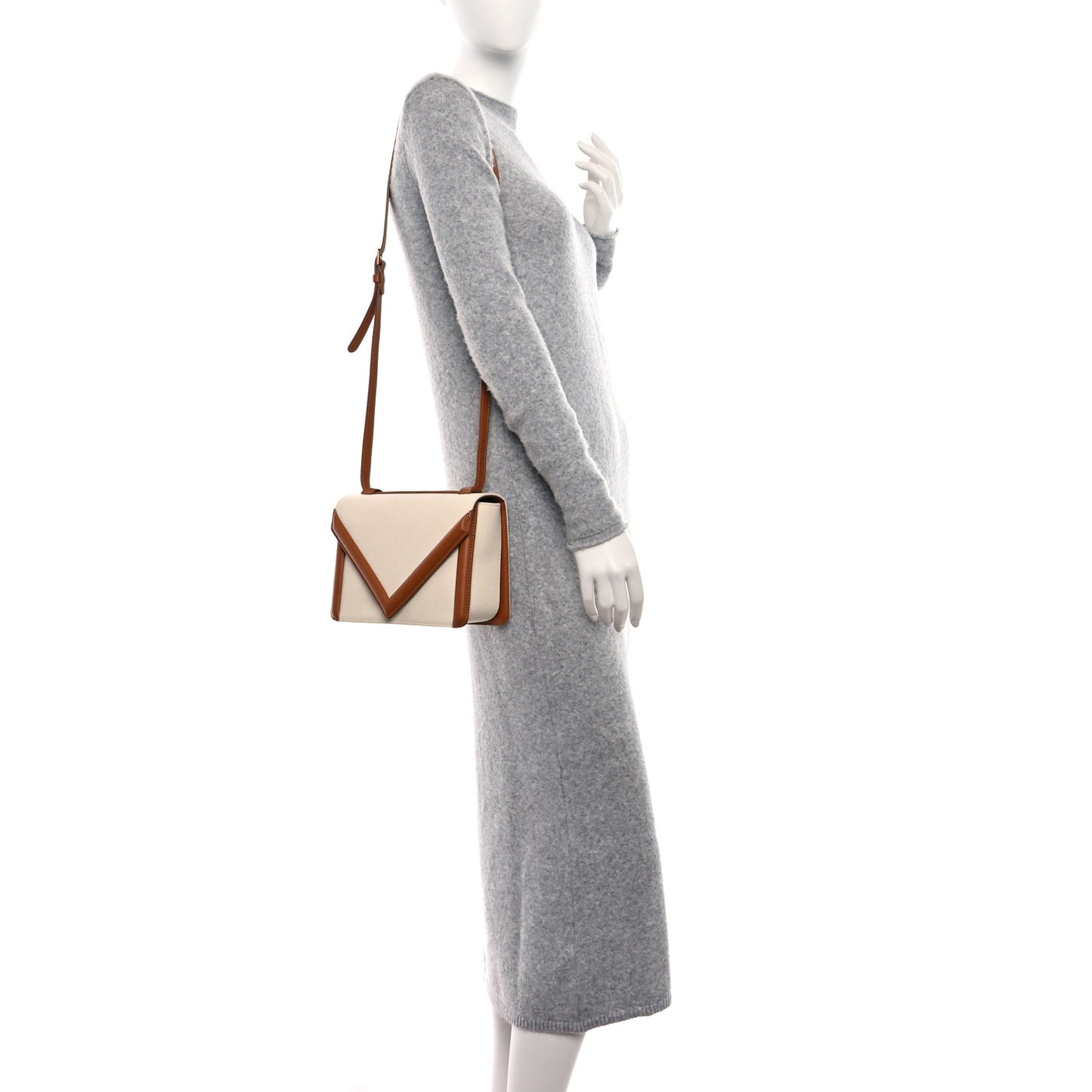 Canvas Smooth Calfskin M Frame Box Bag Beige