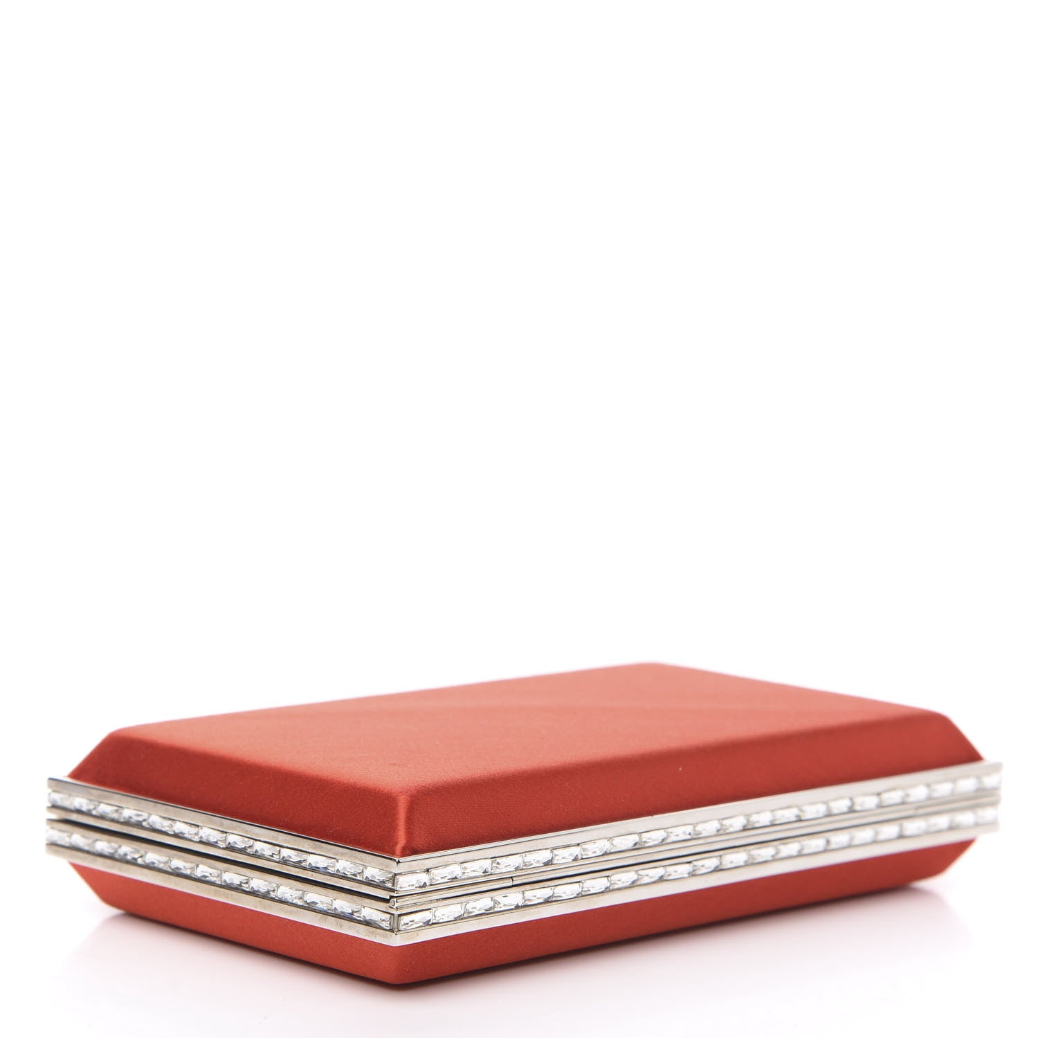 Judith Leiber Satin Crystal Frame Coffered Evening Clutch Red 3 of 9