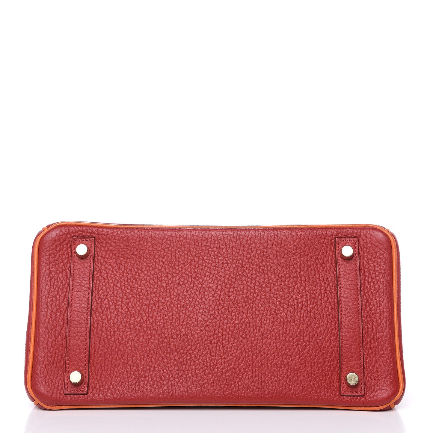 Taurillon Clemence Horseshoe Bi-Color Birkin 30 Rouge Garance and Orange