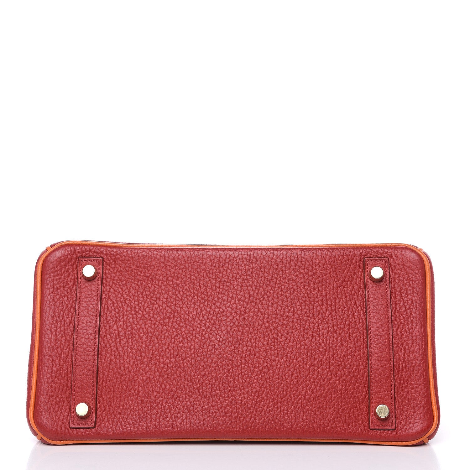 Hermes Taurillon Clemence Horseshoe Bi-Color Birkin 30 Rouge Garance and Orange 6 of 28