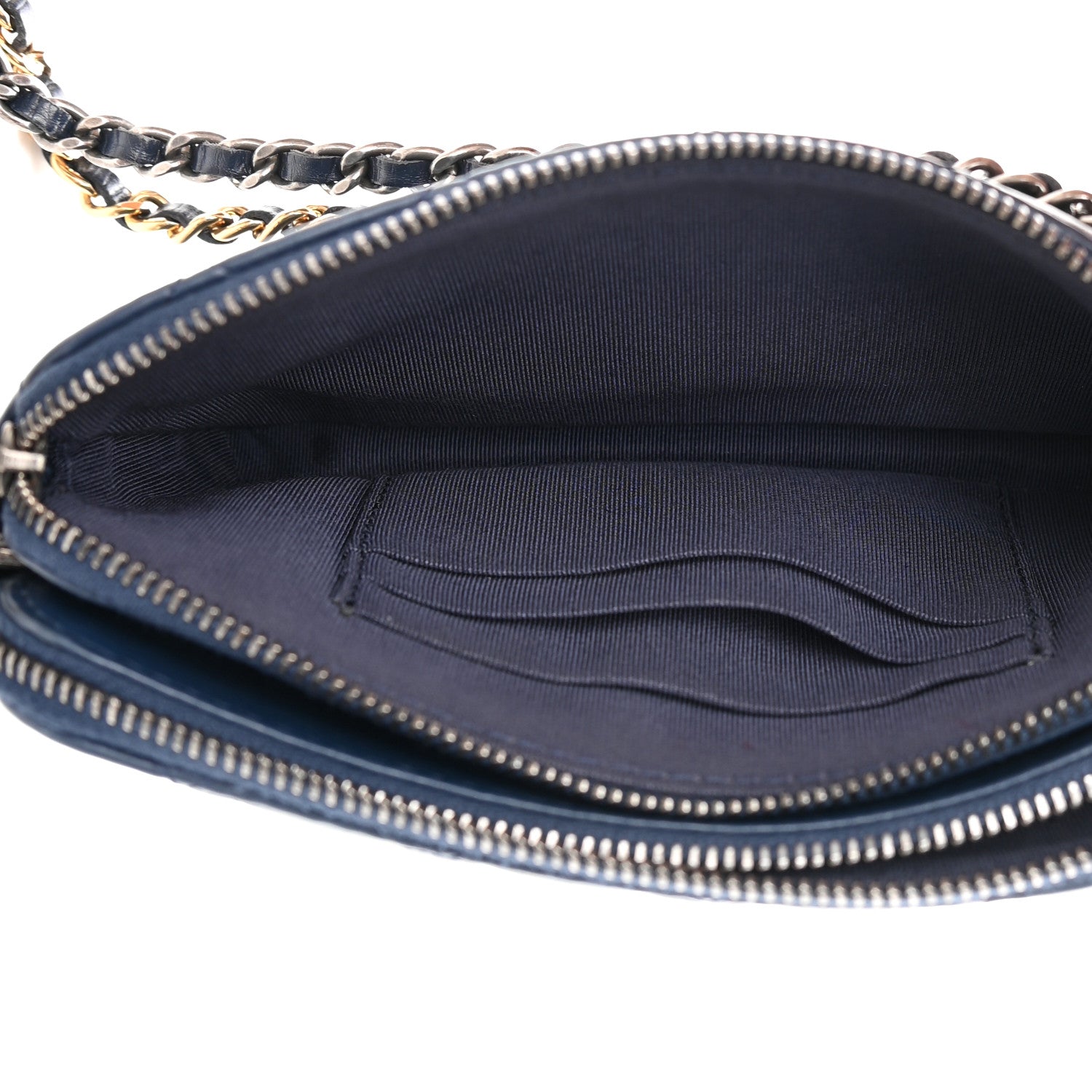 Chanel Aged Calfskin Quilted Small Gabrielle Clutch With Chain Navy Black 6 of 14