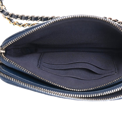 Chanel Aged Calfskin Quilted Small Gabrielle Clutch With Chain Navy Black 6 of 14