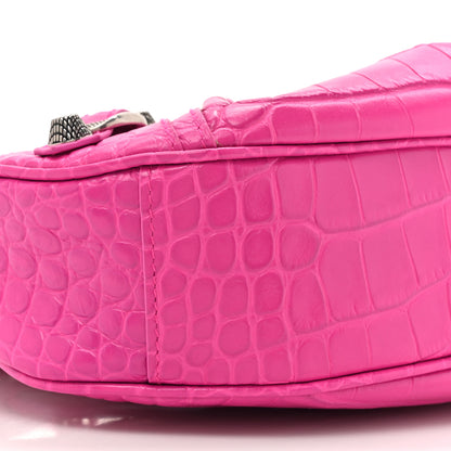 Balenciaga Extra Supple Calfskin Crocodile Embossed XS Le Cagole Shoulder Bag Violet Fuxia 12 of 13