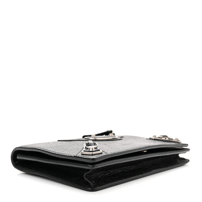 Balenciaga Agneau Silver Metallic Edge Hardware Wallet On Chain Black 4 of 11