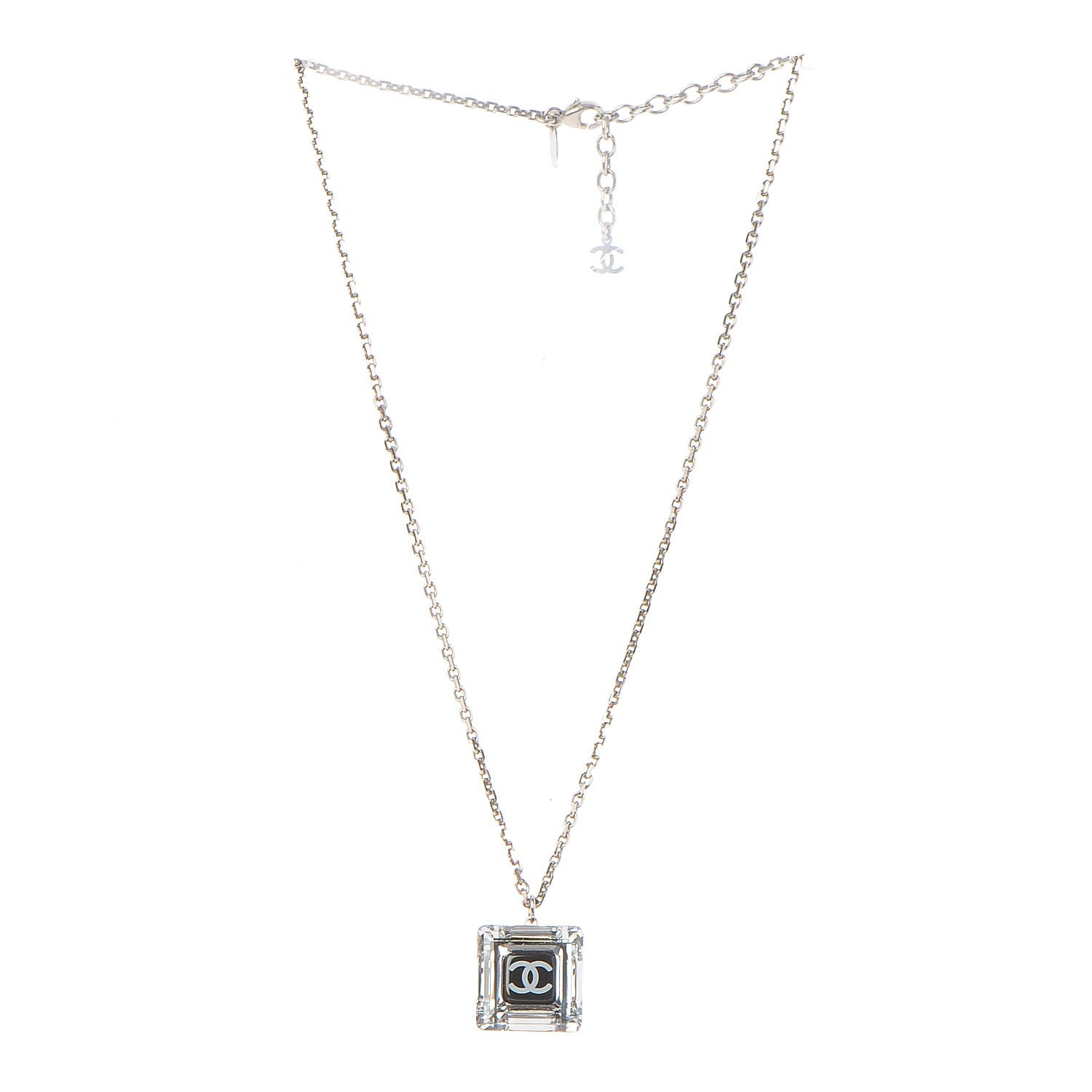 Chanel Lucite CC Square Charm Necklace 3 of 9