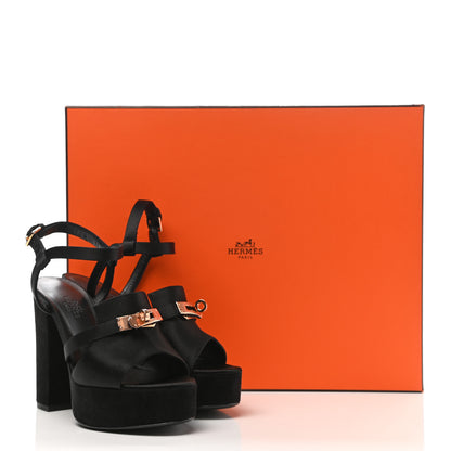 Hermes Suede Goatskin Satin Calas Sandals 36 Black 11 of 11