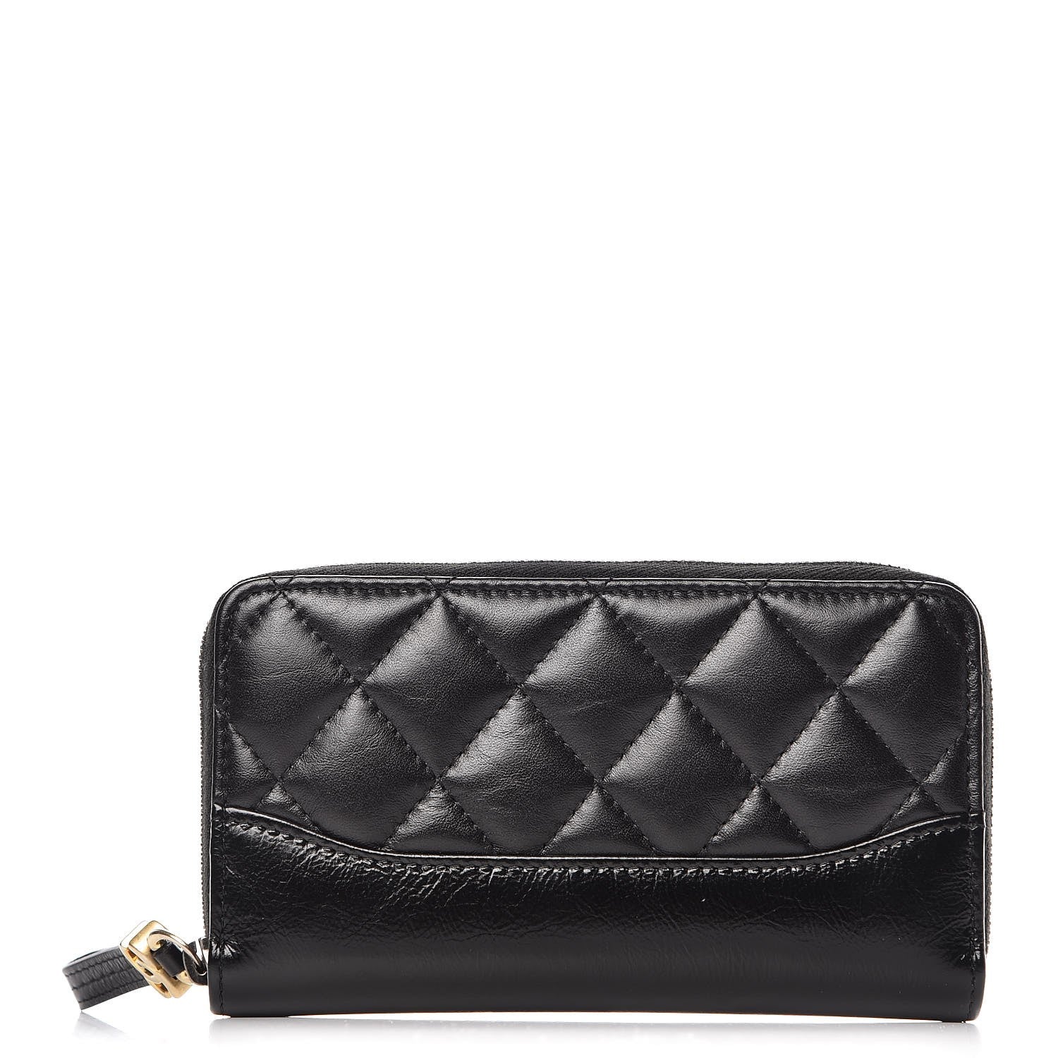 Chanel Aged Calfskin Quilted Small Gabrielle Zip Around Wallet Black 1 of 10