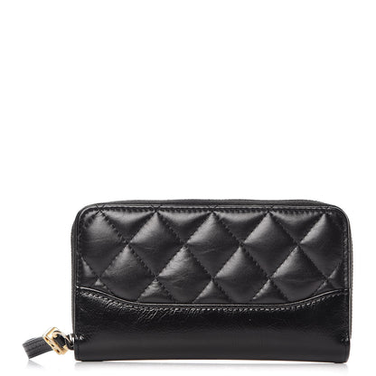 Chanel Aged Calfskin Quilted Small Gabrielle Zip Around Wallet Black 1 of 10