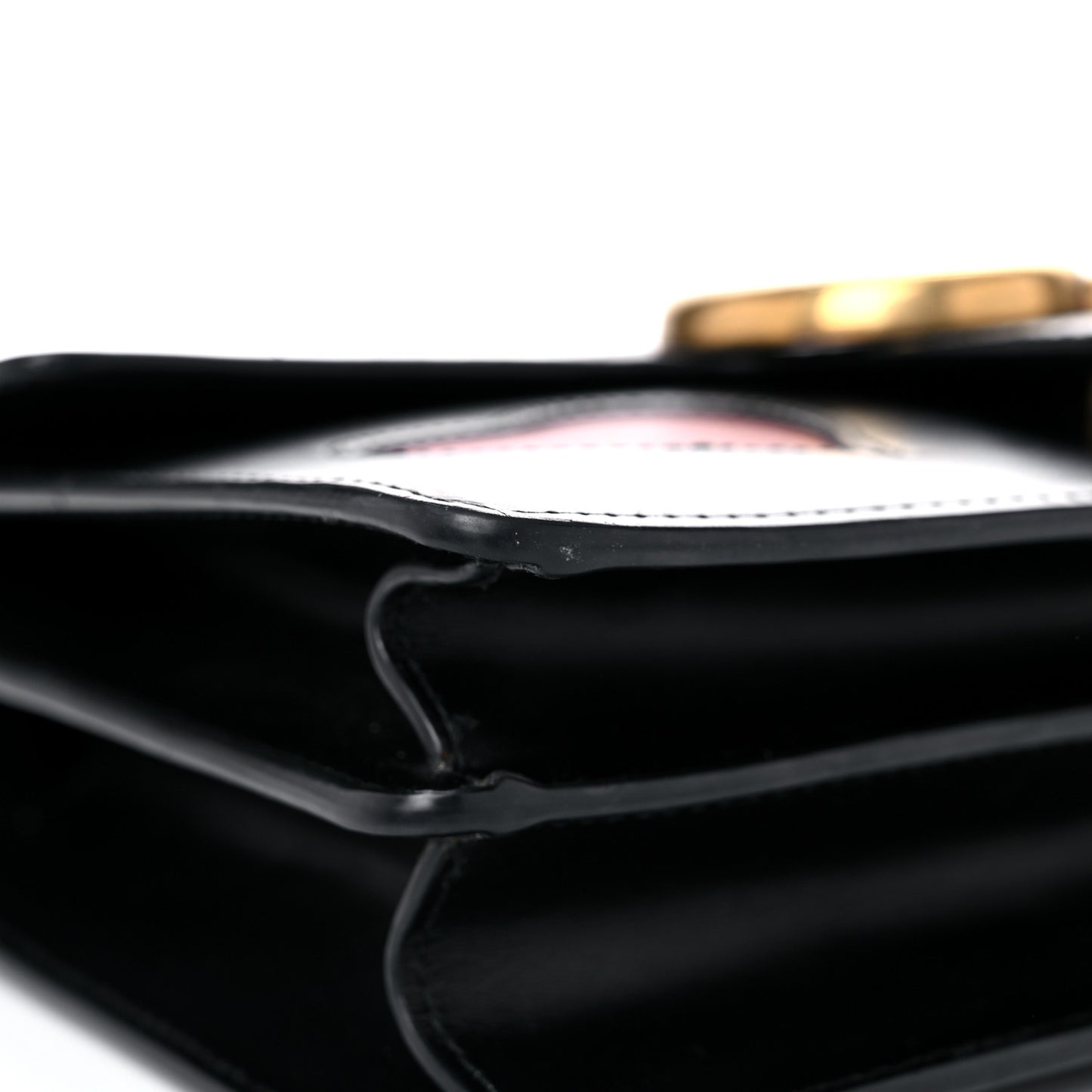 Knight Calfskin Malaga Kid Heart Medium GG Marmont Chain Handle Bag Black Hibiscus Red Multicolor