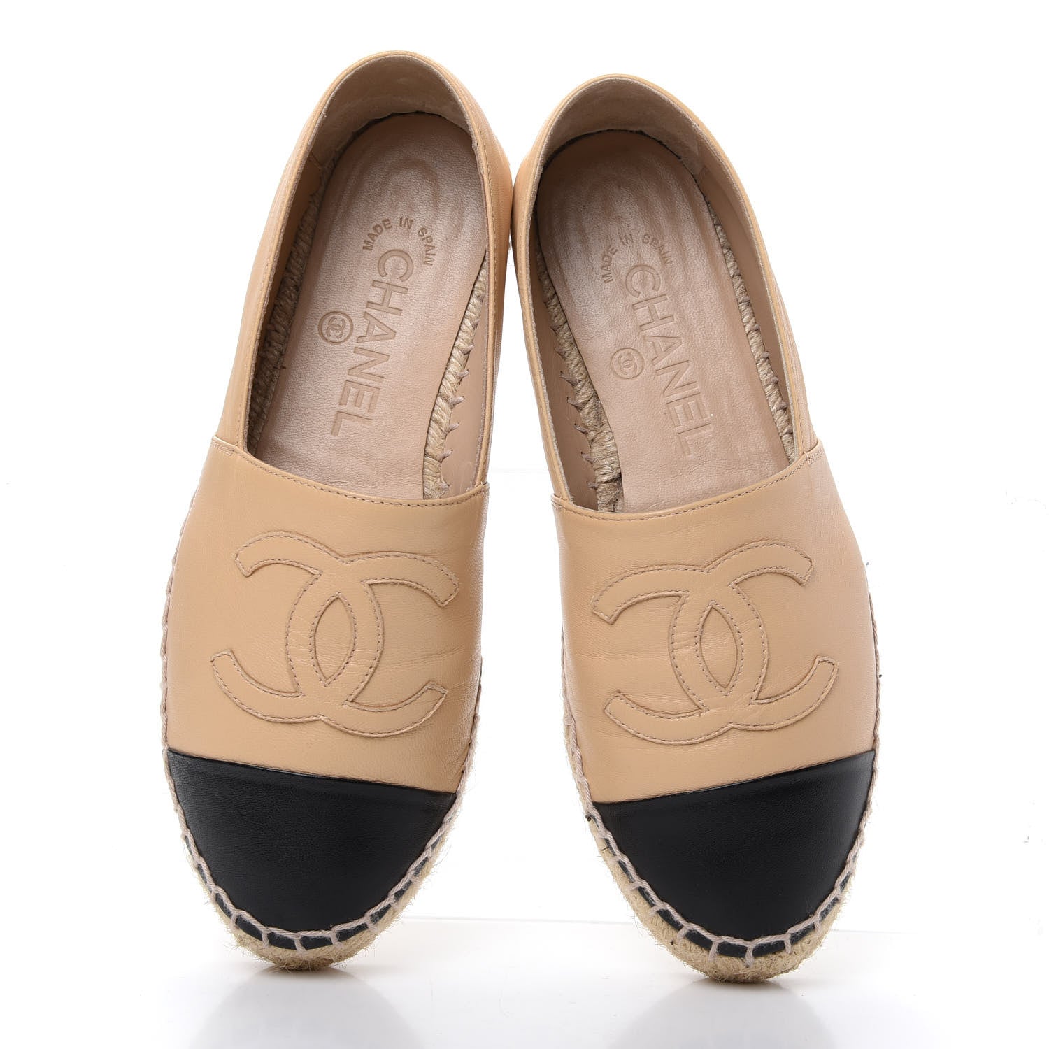 Chanel Lambskin CC Espadrilles 36 Beige Black 5 of 11