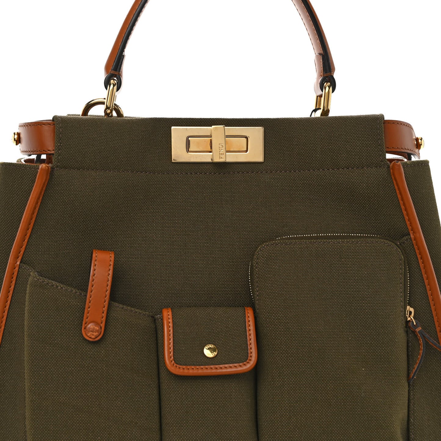 Canvas Calfskin Medium 3 Pocket Peekaboo Iconic Satchel Amazzonia Cuoio