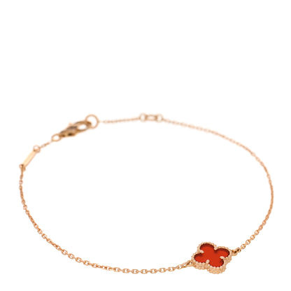 Van Cleef & Arpels 18K Rose Gold Carnelian Sweet Alhambra Bracelet 1 of 4