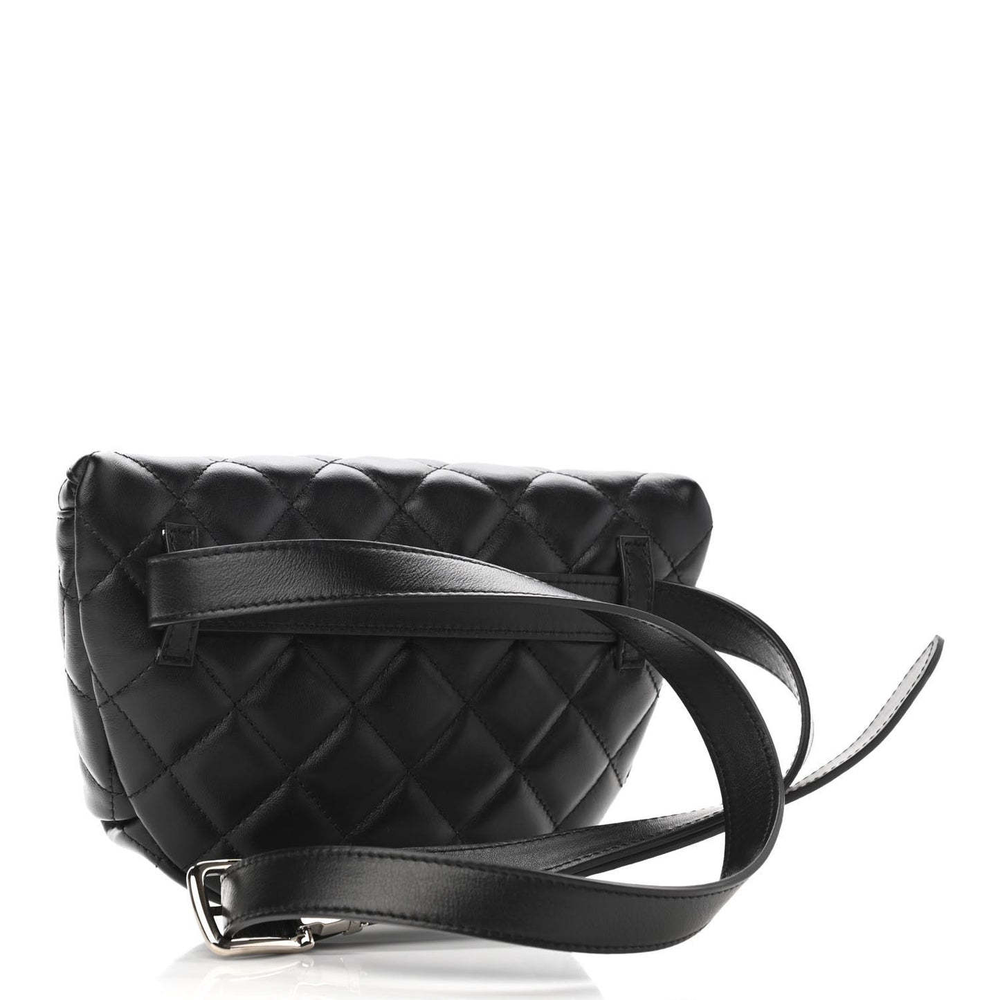 Lambskin Quilted Waist Belt Bag Black