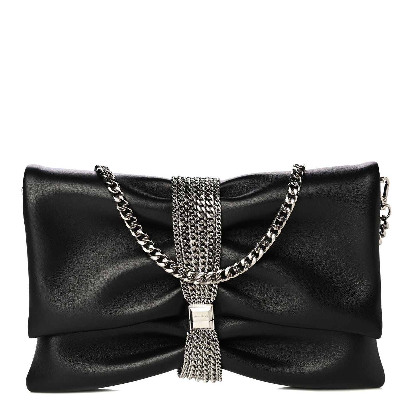 Lambskin Daisy Foldover Clutch Black