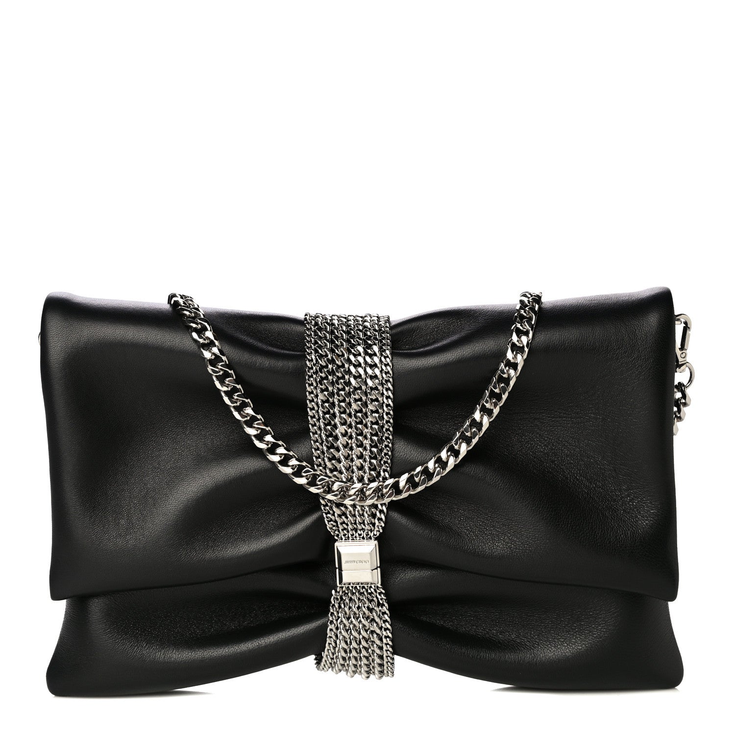 Jimmy Choo Lambskin Daisy Foldover Clutch Black 1 of 9