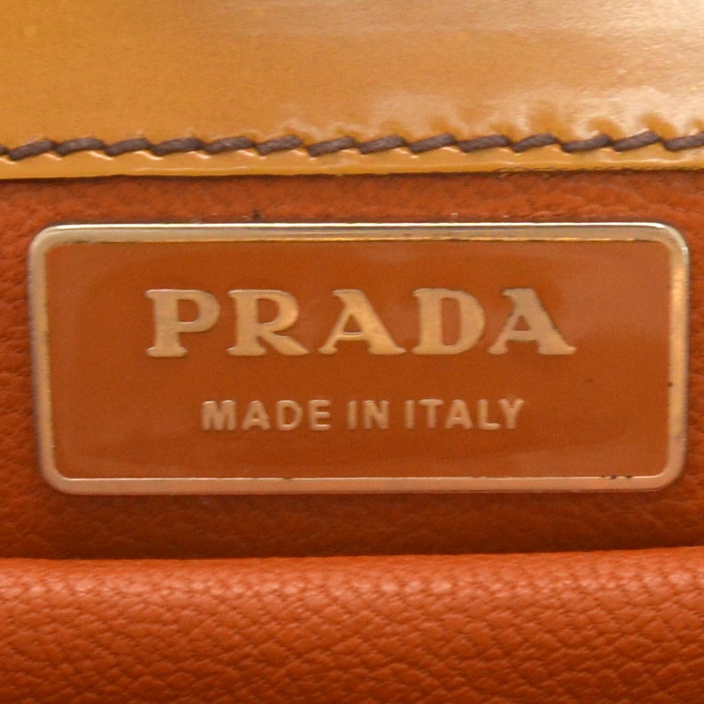 Spazzolato Logo Print Framed Bag Ambra