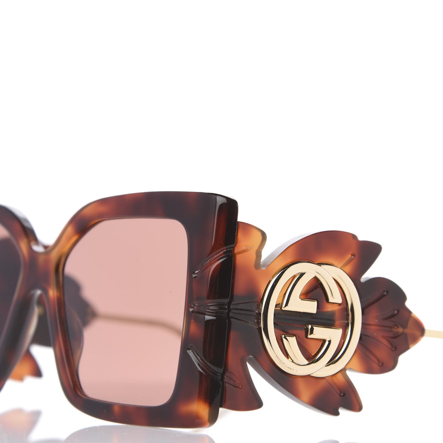 Acetate Square Frame Wing Sunglasses GG0535S Havana
