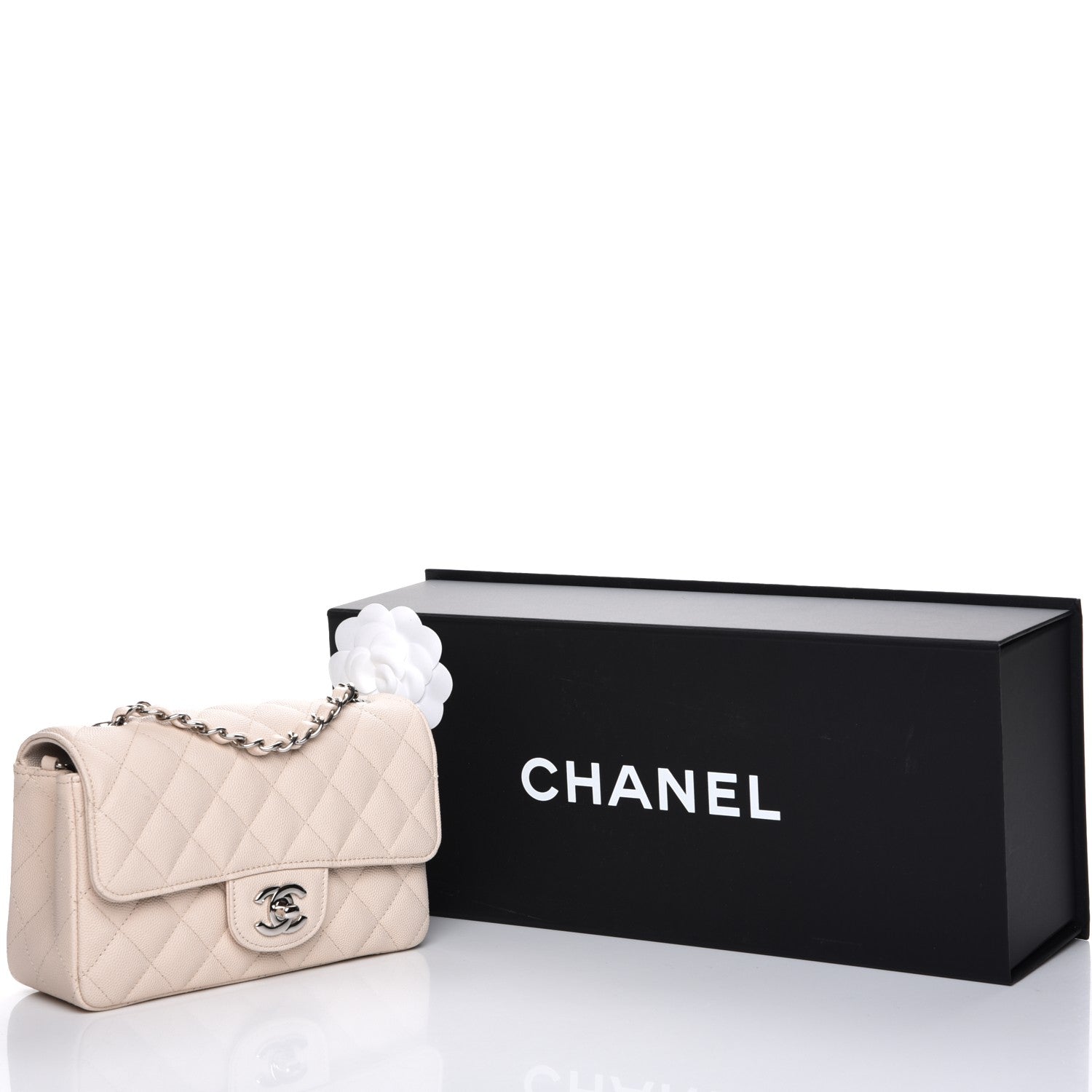 Chanel Caviar Quilted Mini Rectangular Flap Light Beige 8 of 8