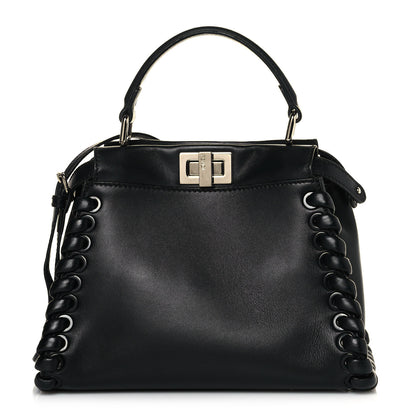 Fendi Nappa Lace Up Mini Peekaboo Iconic Satchel Black 1 of 13