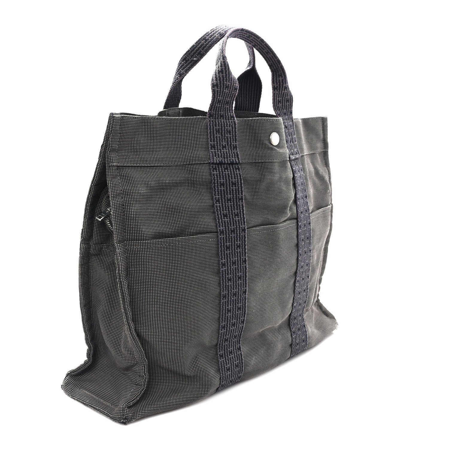 Hermes Canvas Herline MM Tote Grey 3 of 11
