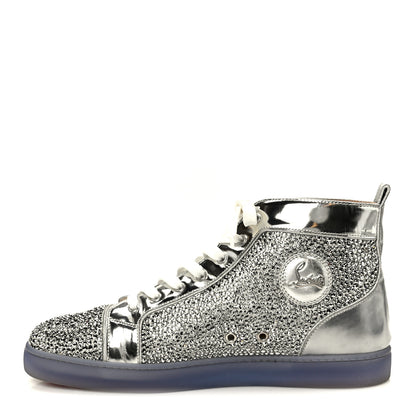 Christian Louboutin Laminated Nappa Frozen Strass Mens Louis Orlato Flat Sneakers 45.5 Silver 1 of 11