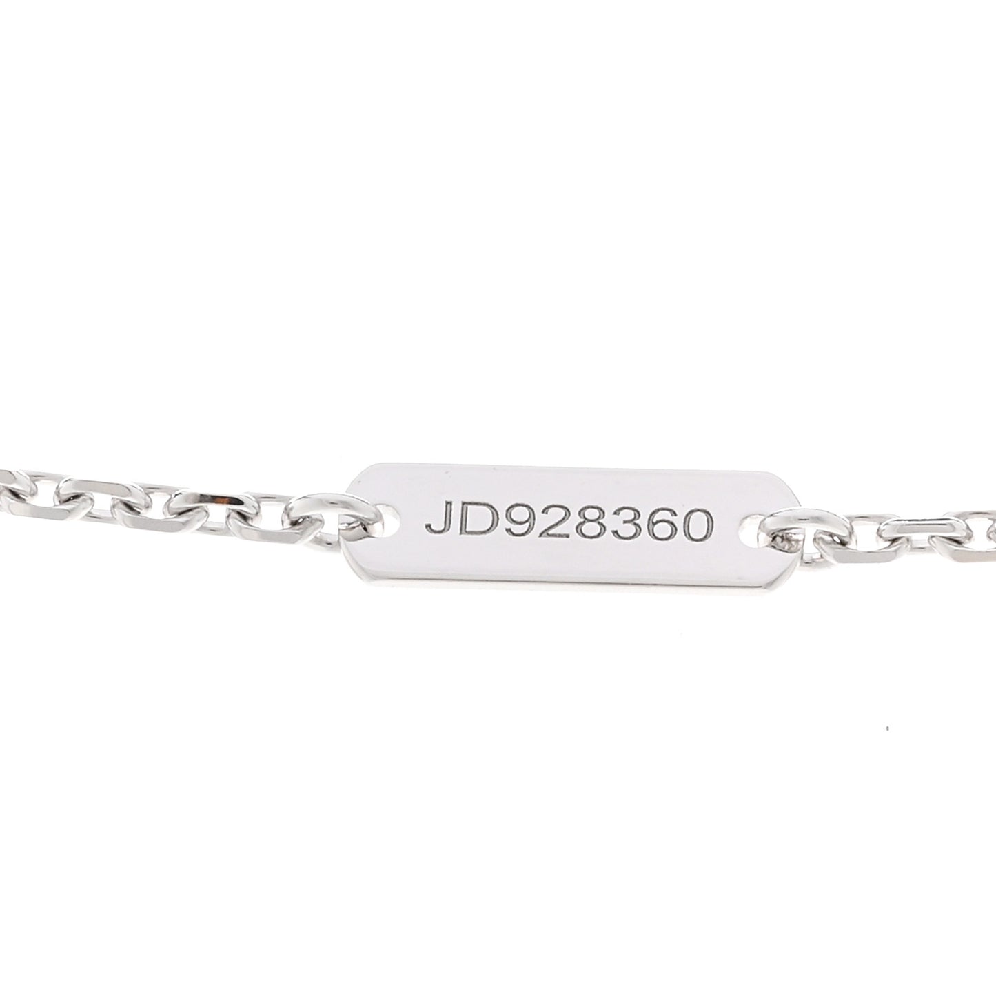 18K White Gold Guilloche Vintage Alhambra Pendant Necklace