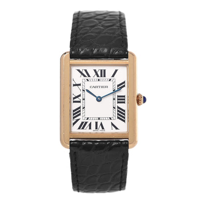 Cartier Stainless Steel 18K Yellow Gold Alligator 27mm Tank Solo Quartz Watch 1 of 9