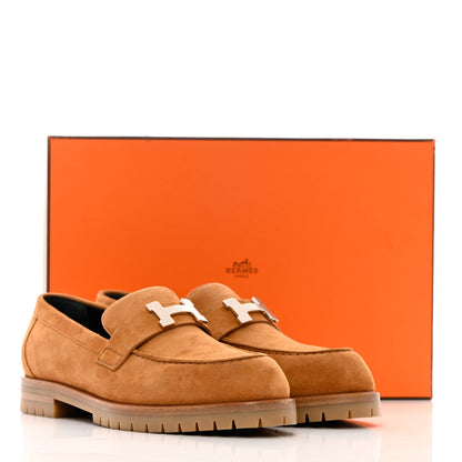 Hermes Suede Goatskin Faubourg Loafers 37.5 Naturel 13 of 13