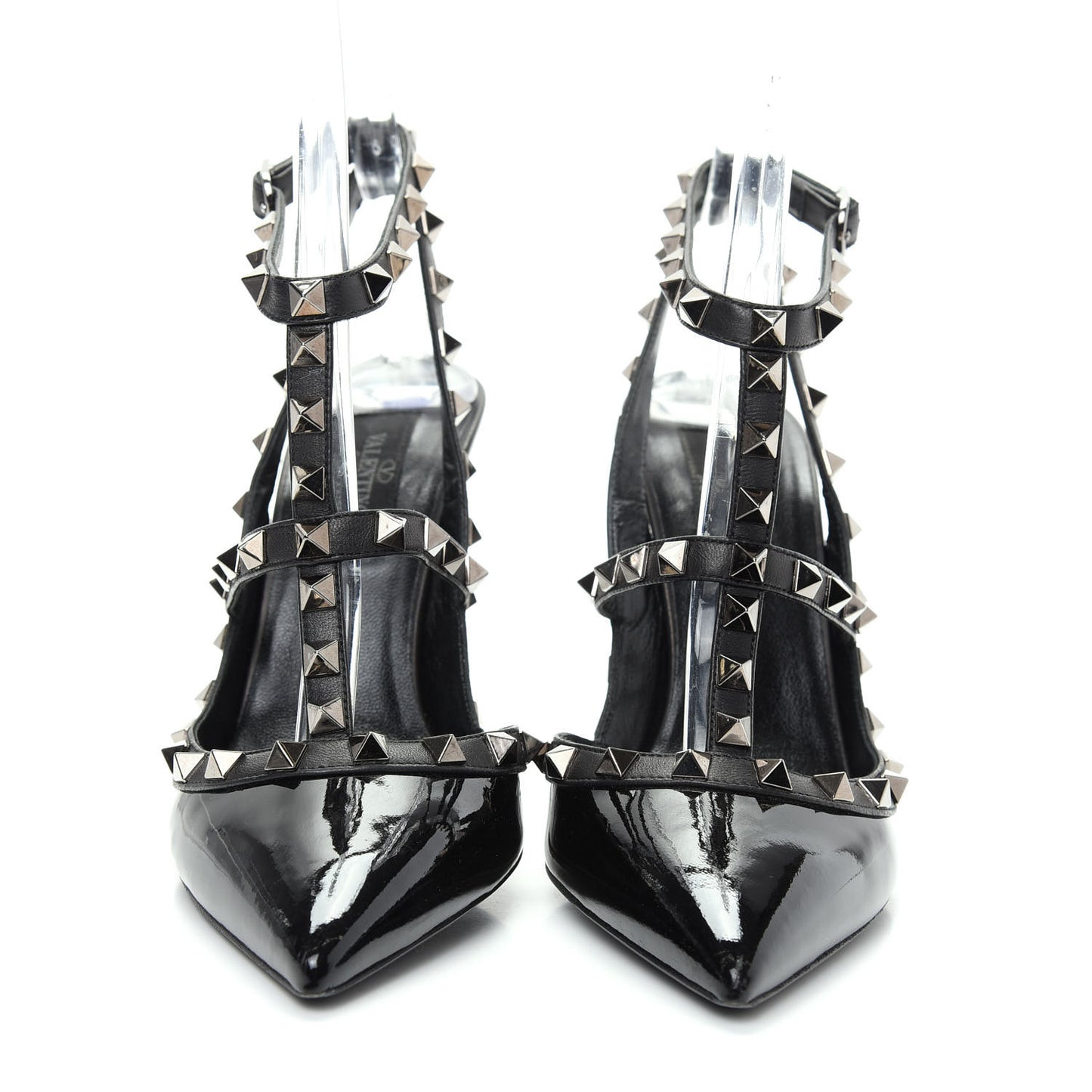 Patent Rockstud Ankle Strap Pumps 37 Black