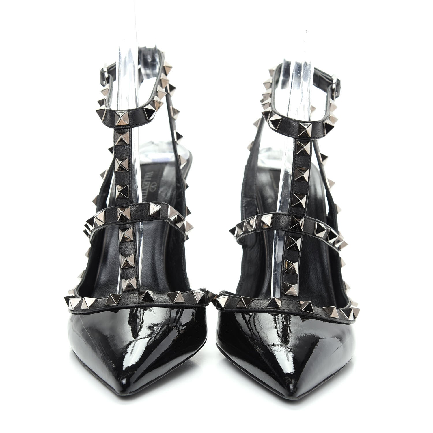 Valentino Garavani Patent Rockstud Ankle Strap Pumps 37 Black 2 of 11